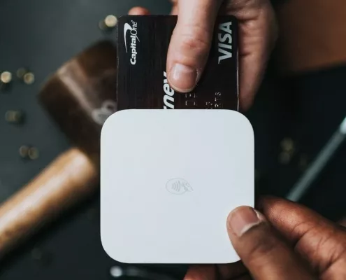 Fintech transaction using tech gadgets and a payment card