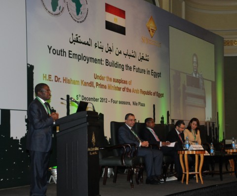 Prime Minister Dr. Hisham Kandil Opens a Joint-African Development Bank and Social Fund for Development Youth Employment Forum