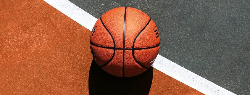Basketball ball on a white line