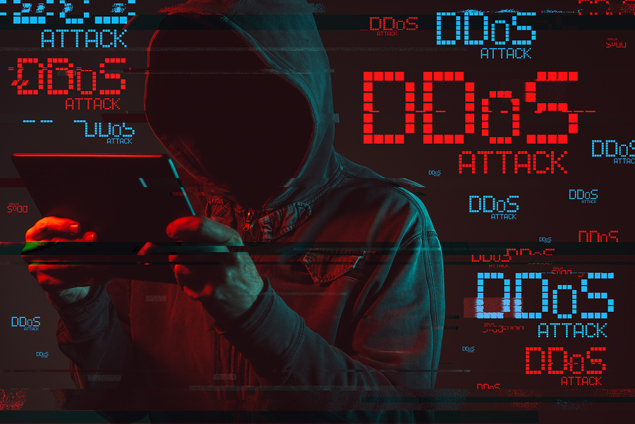 Distributed Denial Of Service Or Ddos Attack Concept With Facele